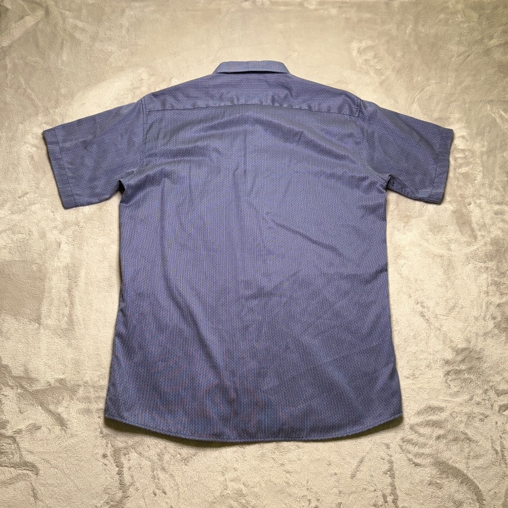 Texas Standard Short Sleeve Button Up Shirt Mens M Blue Geometric Texture Casual - Picture 3 of 7